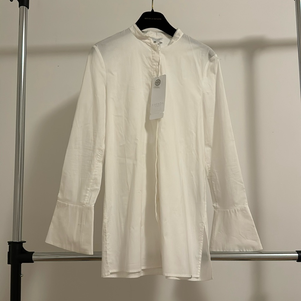 ESCADA SPORT SWAROVSKI CHRYSTALS WHITE SHIRT SZ 34